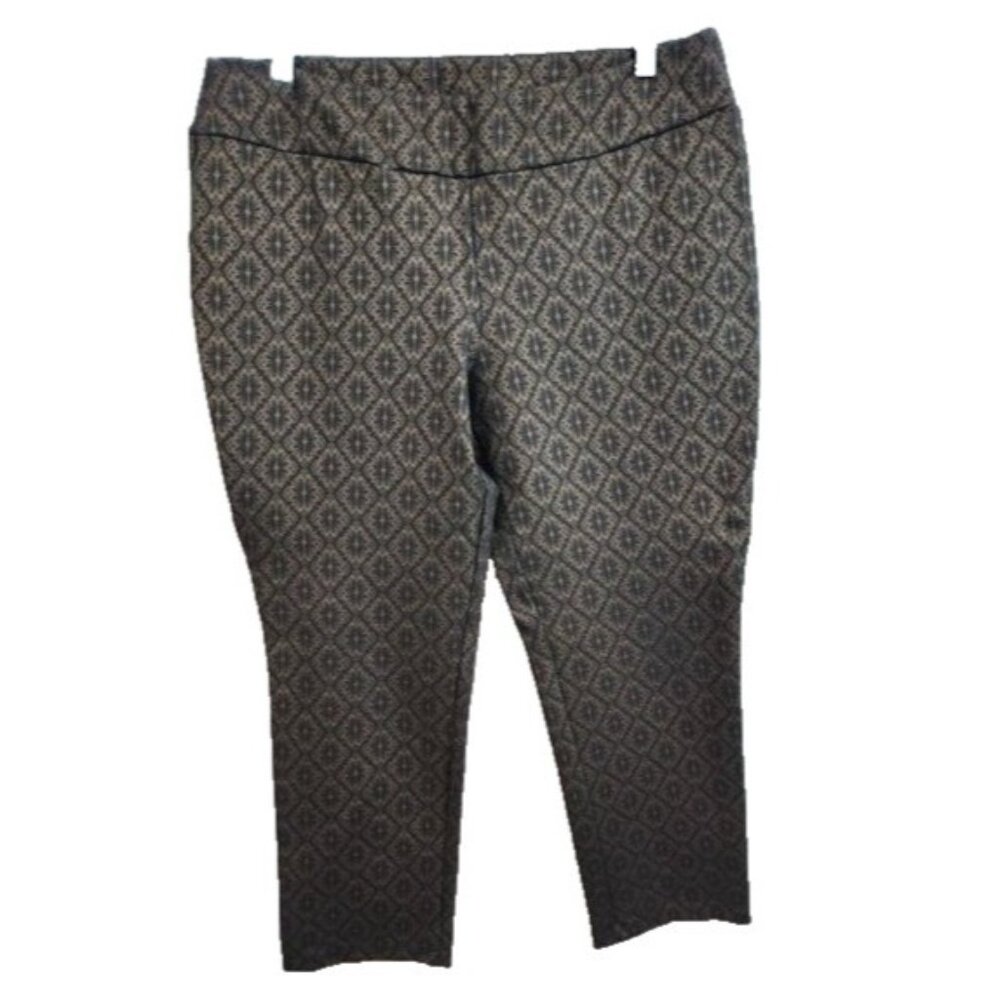 Soft Surroundings Womens Capri Pants Large Petite Damask Pull On High Rise Ponte